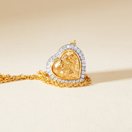 18ct Yellow Gold 3.01ct Yellow Diamond Heart Isla Pendant - Necklace - Walker & Hall