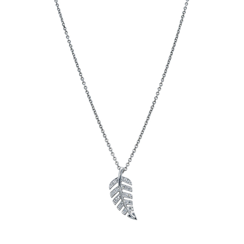 9ct White Gold Diamond Fern Pendant - Earrings - Walker & Hall