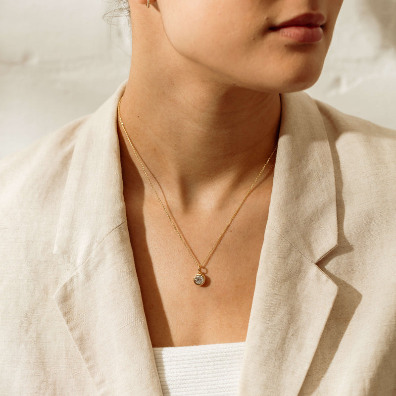 18ct Yellow Gold 1.03ct Reclaimed Diamond Natalia Pendant - Necklace - Walker & Hall