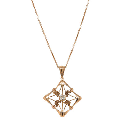 Deja Vu 9ct Yellow Gold .31ct Diamond Floral Pendant - Necklace - Walker & Hall