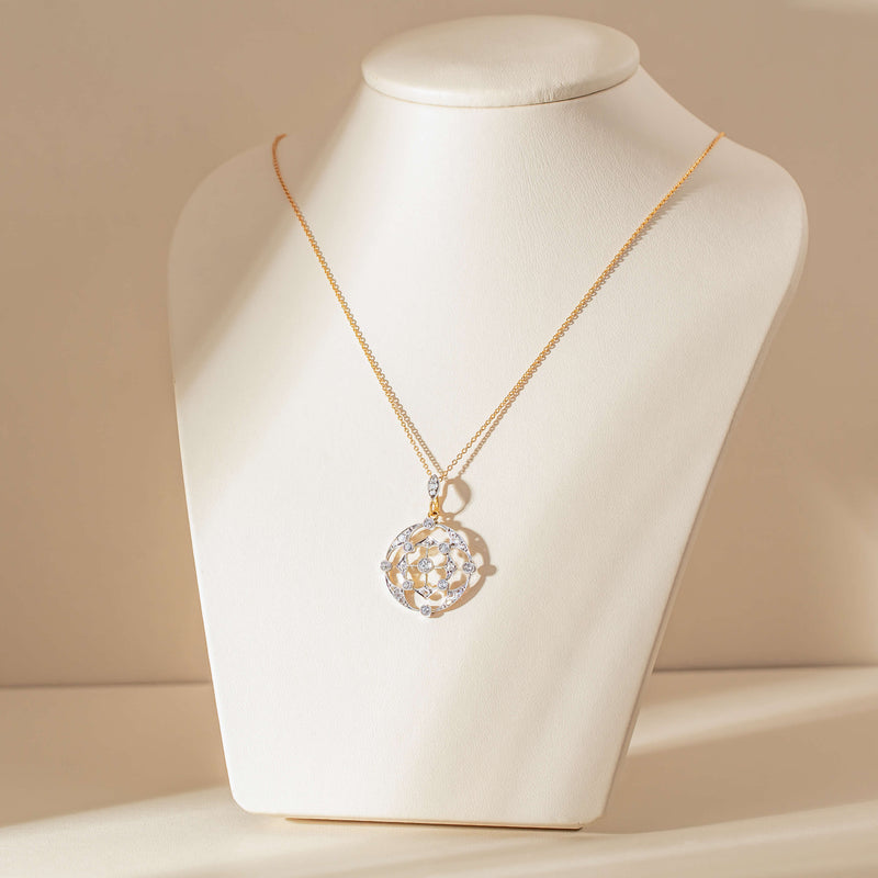 Vintage 9ct Gold & Silver .66ct Diamond Pendant / Brooch - Necklace - Walker & Hall