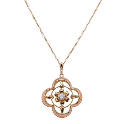 Deja Vu 9ct Rose Gold .29ct Diamond Floral Pendant - Necklace - Walker & Hall
