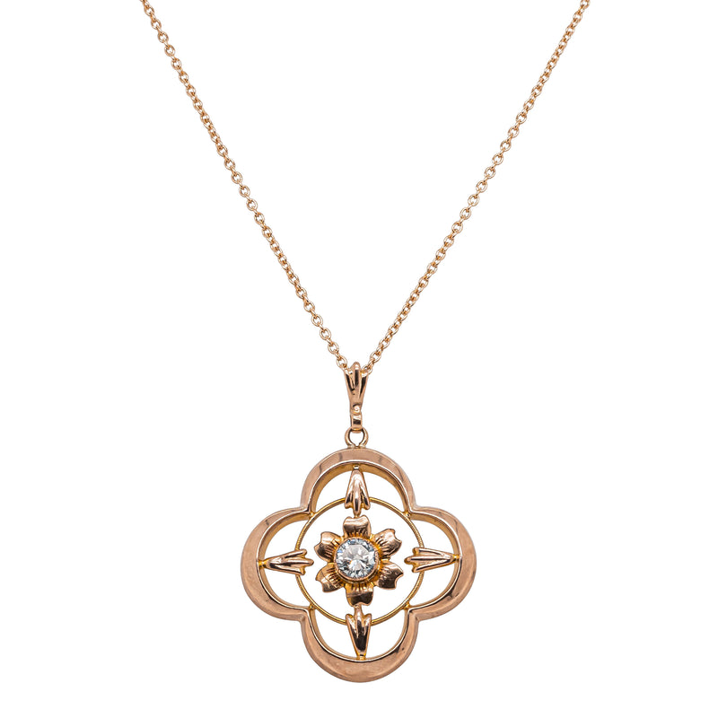 Deja Vu 9ct Rose Gold .29ct Diamond Floral Pendant - Necklace - Walker & Hall