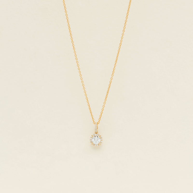 18ct Yellow Gold .50ct Reclaimed Diamond Peony Pendant - Necklace - Walker & Hall