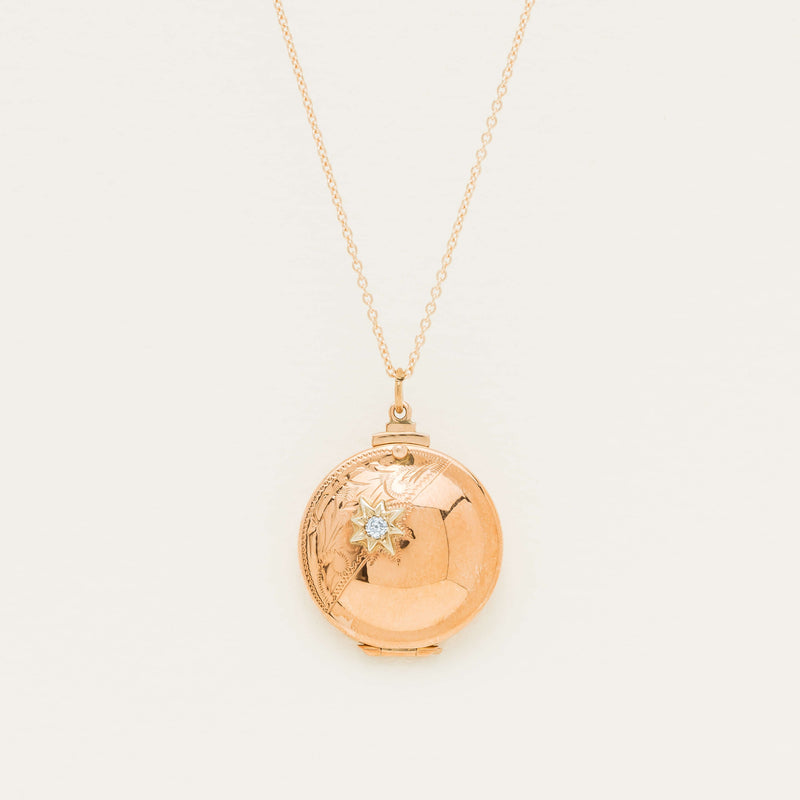 Deja Vu 9ct Rose Gold .04ct Diamond Locket Pendant - Necklace - Walker & Hall