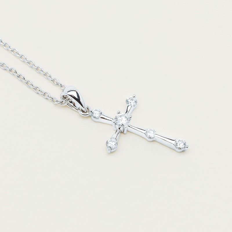 18ct White Gold .22ct Diamond Cross Pendant