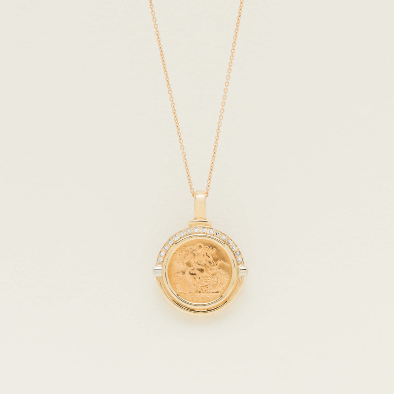 Deja Vu 9ct Gold Diamond Pendant with 22ct Half Sovereign - Necklace - Walker & Hall