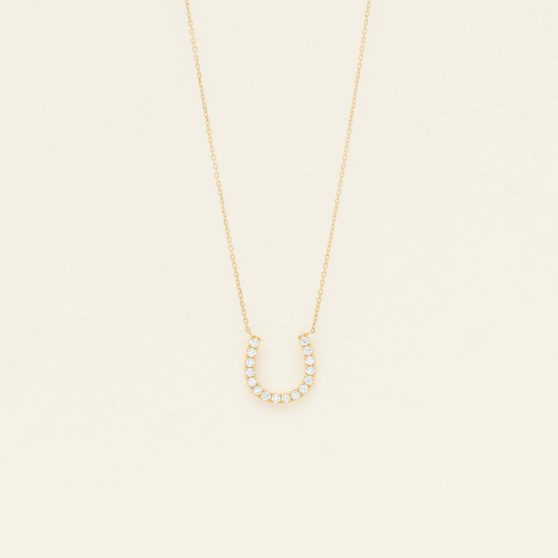 9ct Yellow Gold Diamond Horseshoe Pendant - Necklace - Walker & Hall