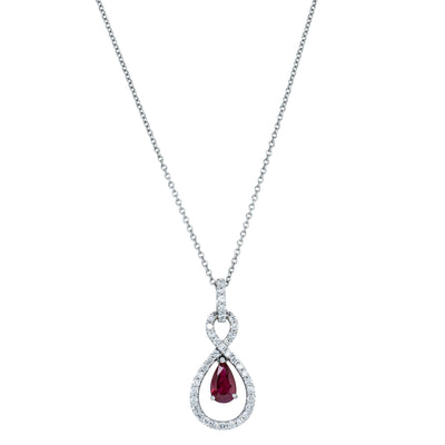 18ct White Gold 1.02ct Ruby & Diamond Necklace-Necklace-Walker & Hall