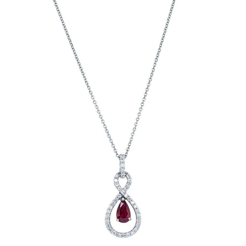 18ct White Gold 1.02ct Ruby & Diamond Necklace-Necklace-Walker & Hall