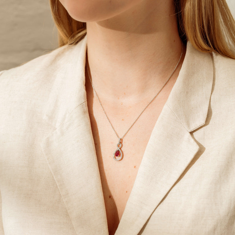 18ct White Gold 1.02ct Ruby & Diamond Necklace-Necklace-Walker & Hall