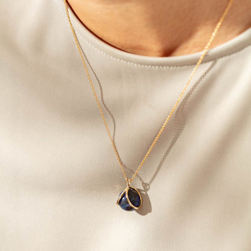 9ct Yellow Gold Lapis - Of Body Mindfulness Pendant-Necklace-Walker & Hall