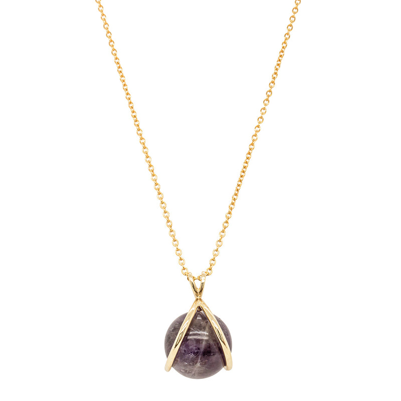 9ct Yellow Gold Amethyst - Of Thought Mindfulness Pendant-Necklace-Walker & Hall
