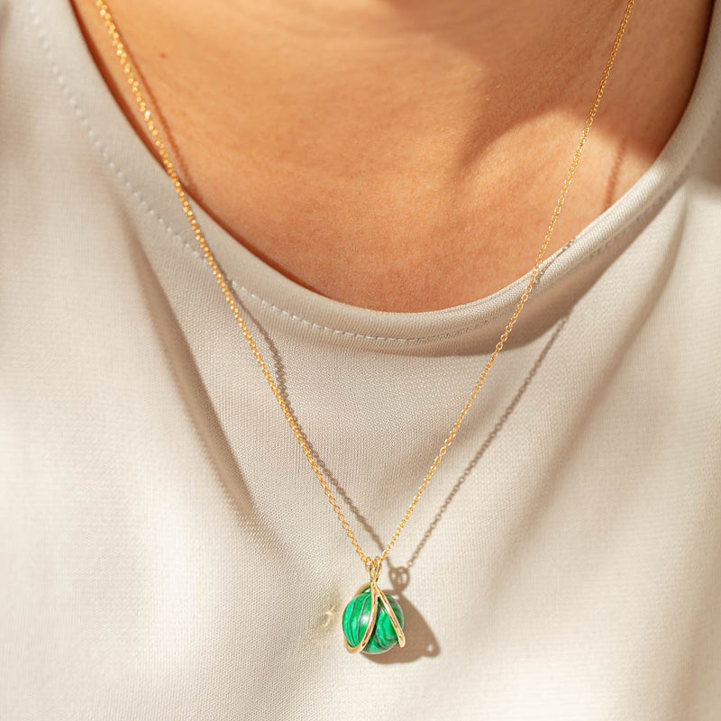 9ct Yellow Gold Malachite - Of Spirit Mindfulness Pendant-Necklace-Walker & Hall