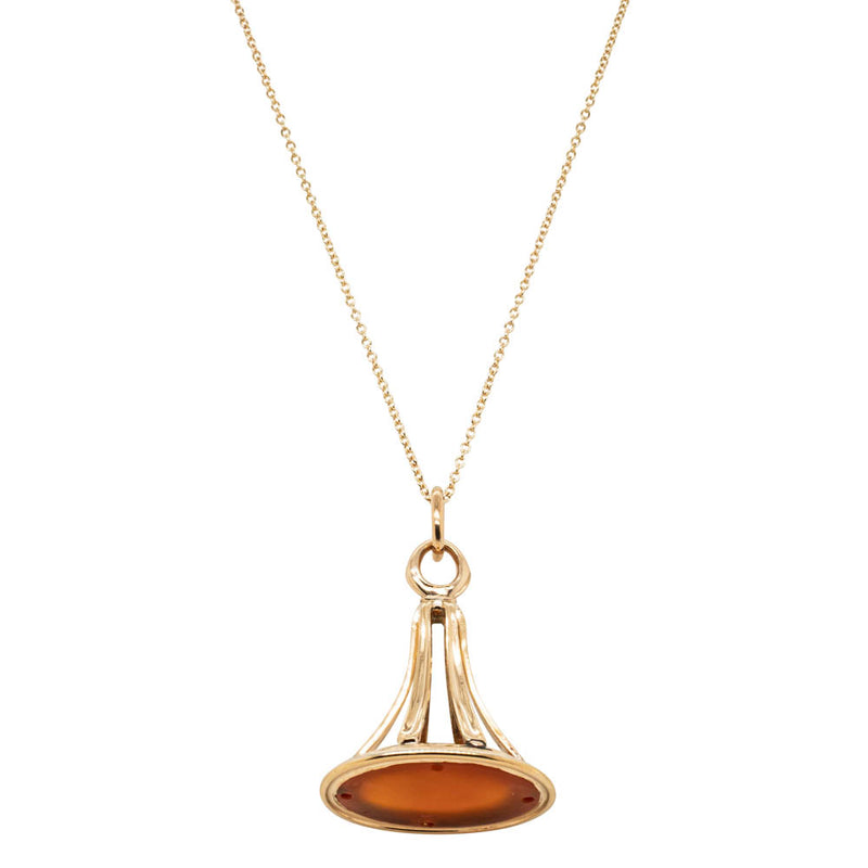 Vintage 9ct Yellow Gold Carnelian Pendant-Necklace-Walker & Hall
