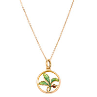 Vintage 9ct Yellow Gold Enamel Leaf Pendant-Necklace-Walker & Hall