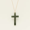 Vintage 9ct Rose Gold Greenstone Cross Pendant - Necklace - Walker & Hall