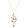 Vintage 9ct Yellow Gold Amethyst & Seed Pearl Pendant / Brooch-Necklace-Walker & Hall