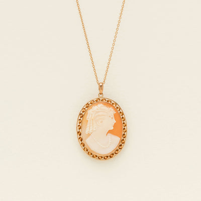 Deja Vu 9ct Rose Gold Cameo With Decorative Border Pendant - Necklace - Walker & Hall