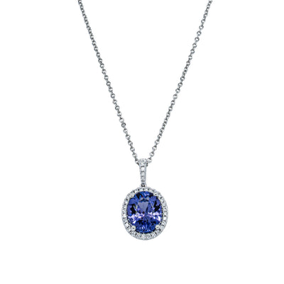 18ct White Gold 2.65ct Tanzanite & Diamond Sierra Pendant-Necklace-Walker & Hall