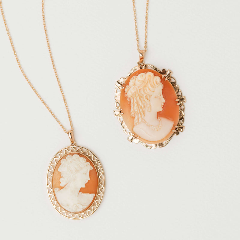 Deja Vu 9ct Rose Gold Cameo Pendant-Necklace-Walker & Hall