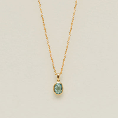 9ct Yellow Gold Blue Topaz Iris Pendant - Necklace - Walker & Hall
