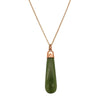 Vintage 9ct Rose Gold Greenstone Drop Pendant - Necklace - Walker & Hall