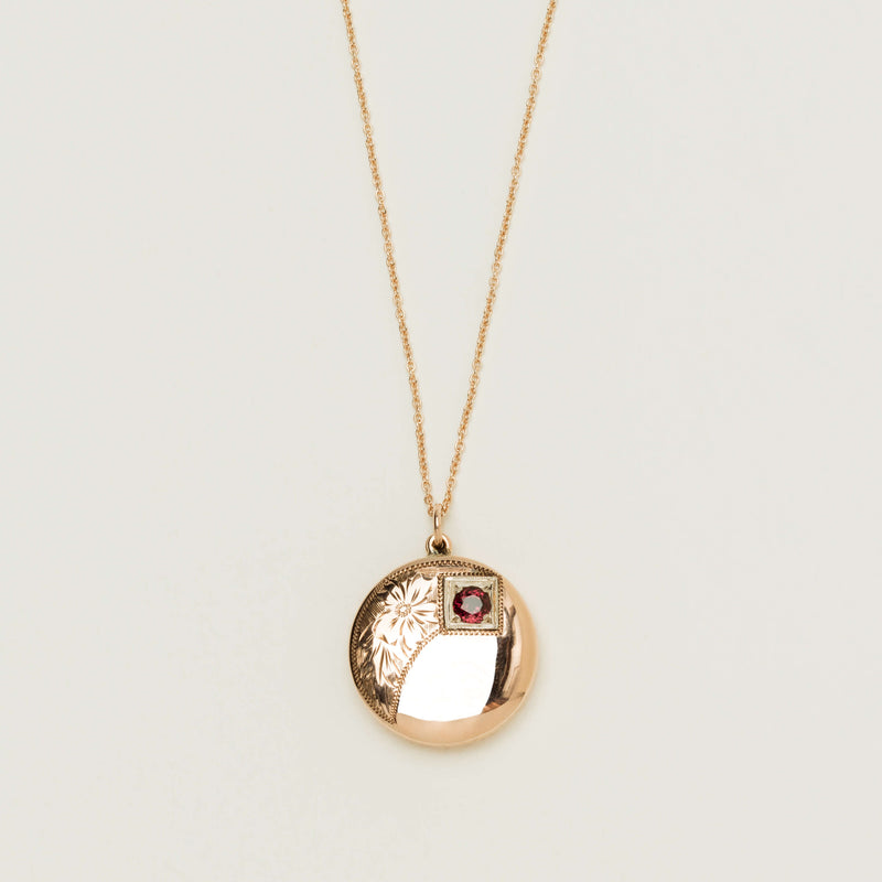 Deja Vu 9ct Rose Gold Engraved Round Locket with Chain - Necklace - Walker & Hall