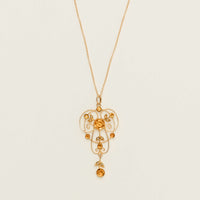 Vintage 9ct Rose Gold Citrine & Pearl Lavalier Pendant - Necklace - Walker & Hall