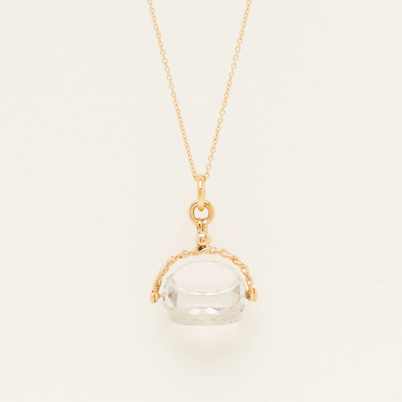 Deja Vu 9ct Rose Gold Rose Quartz Spinner Pendant - Necklace - Walker & Hall