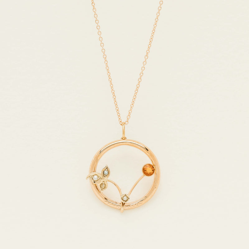 Deja Vu 9ct Rose Gold Citrine & Seed Pearl Pendant - Necklace - Walker & Hall