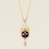 Vintage 15ct Gold Aquamarine, Seed Pearl & Enamel Pendant