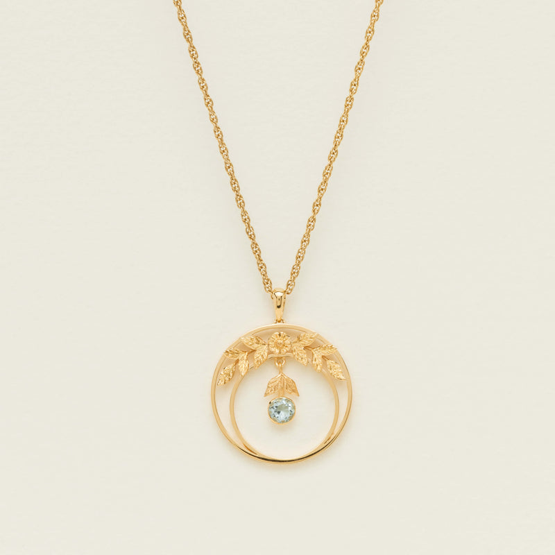 Deja Vu 14ct Yellow Gold .40ct Aquamarine Circle Pendant