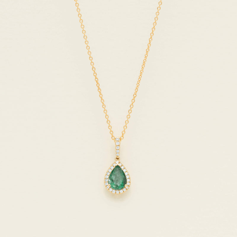 18ct Yellow Gold 1.10ct Emerald Diamond Sierra Pendant - Necklace - Walker & Hall