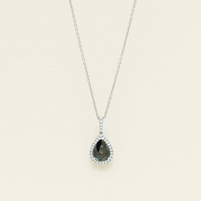 18ct White Gold 2.73ct Green Sapphire Sierra Pendant - Necklace - Walker & Hall
