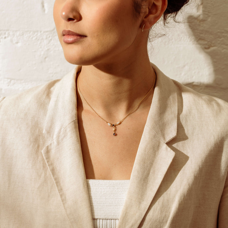 Deja Vu 18ct Yellow Gold Sapphire & Pearl Necklace