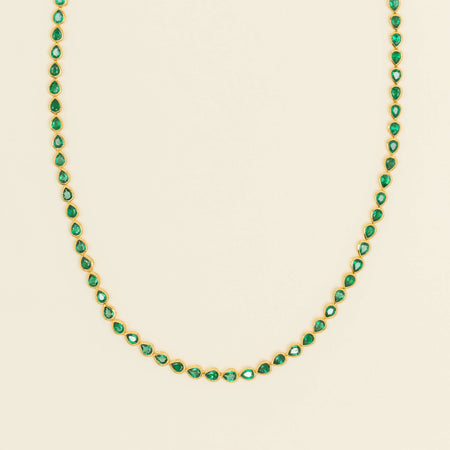 18ct Yellow Gold 12.72ct Pear Emerald Natalia Necklace