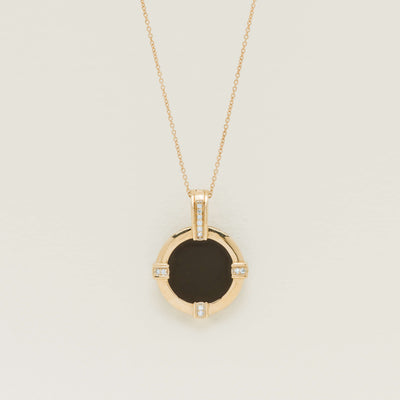 Deja Vu 9ct Yellow Gold Onyx & Diamond Pendant - Necklace - Walker & Hall