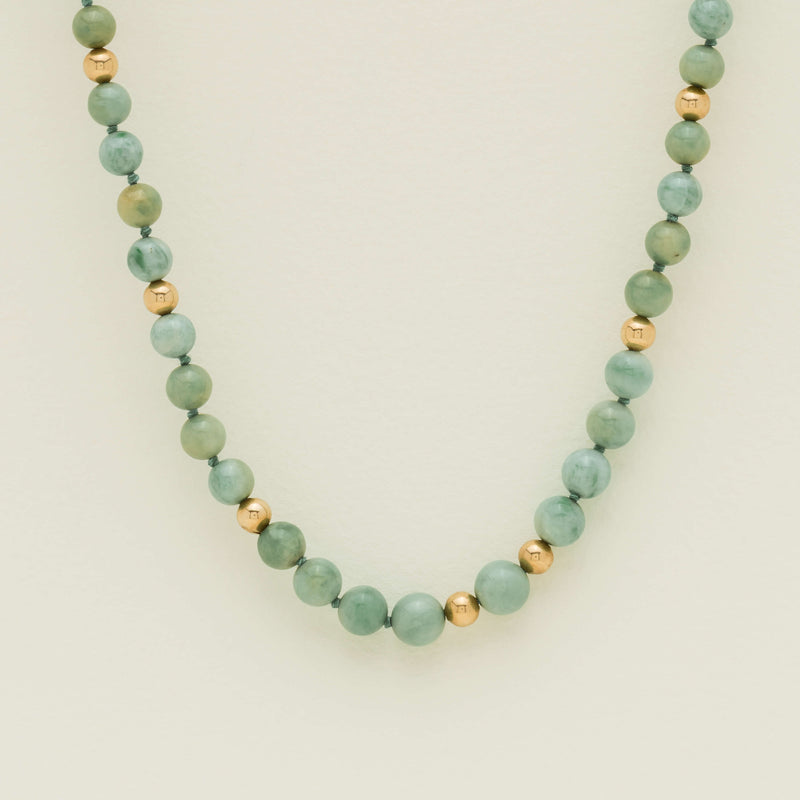 Deja Vu 14ct Yellow Gold & Dyed Jade Bead Necklace - Necklace - Walker & Hall