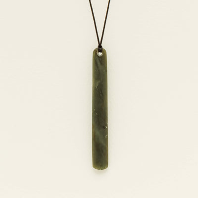 NZ Greenstone 86.8mm Roimata Pendant on Black Cord - Necklace - Walker & Hall