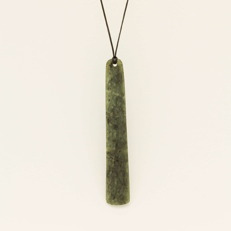 NZ Greenstone 99.6mm Roimata Pendant on Black Cord - Necklace - Walker & Hall