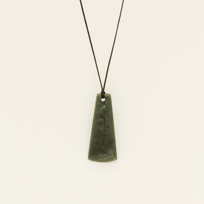 NZ Greenstone 48.3mm Toki Pendant on Black Cord - Necklace - Walker & Hall
