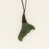 NZ Flower Greenstone Whale Tail Pendant on Black Cord - Necklace - Walker & Hall