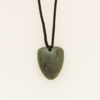 NZ Greenstone Tooth Pendant on Black Cord - Necklace - Walker & Hall