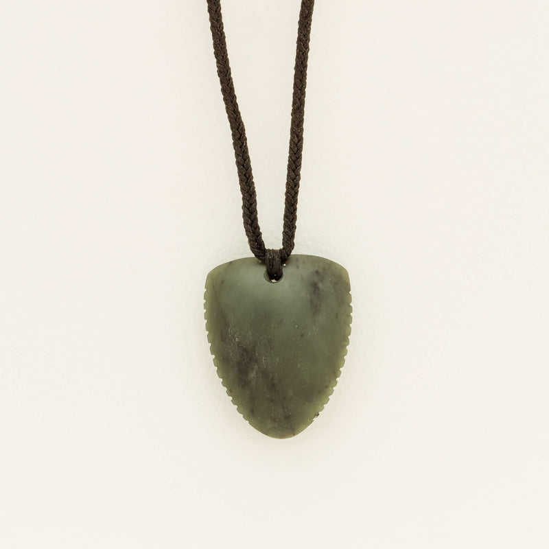 NZ Greenstone Tooth Pendant on Black Cord - Necklace - Walker & Hall