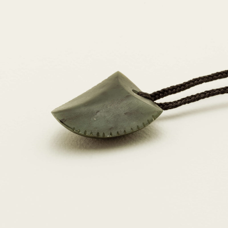 NZ Greenstone Tooth Pendant on Black Cord - Necklace - Walker & Hall