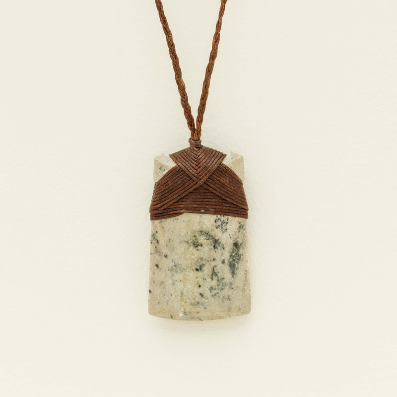 NZ Greenstone 60mm Toki Pendant on Brown Cord - Necklace - Walker & Hall