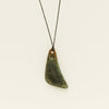 NZ Greenstone Contemporary Drop Pendant on Black Cord - Necklace - Walker & Hall