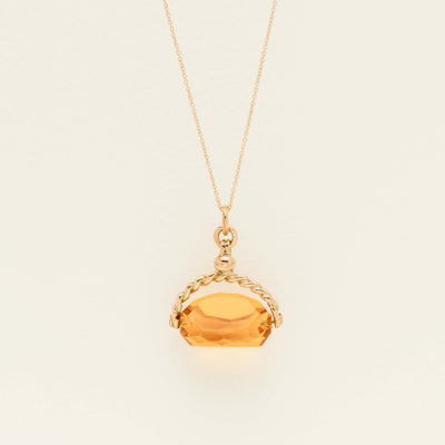 Deja Vu 9ct Rose Gold Orange Glass Spinner Pendant - Necklace - Walker & Hall