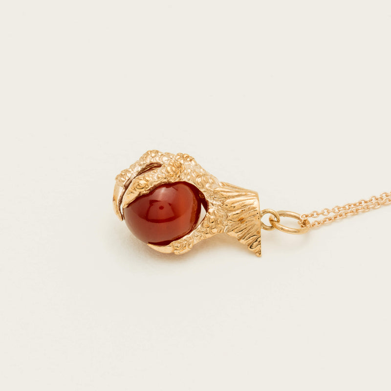 Deja Vu 9ct Yellow Gold Eagle Claw with Carnelian Pendant - Necklace - Walker & Hall
